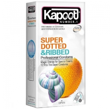 کاندوم کاپوت kapoot مدل Super Dotted And Ribbed بسته 12 عددی